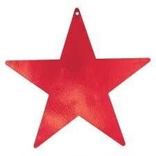 Cutout - Foil - Star - Red - 5&quot; - 12pc