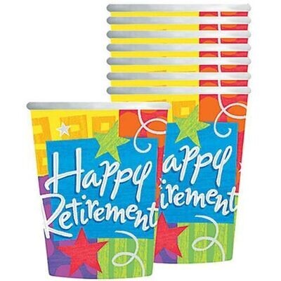 Cups-Happy Retirement-Paper-9oz-8pk- Discontinued