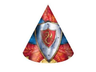 Hats-Cone-Valiant Knight-8pkg-Paper