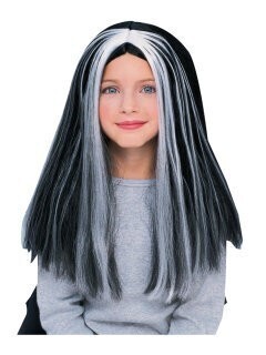 Wig-Streaked Silver &amp; Black Witch-Kids Size
