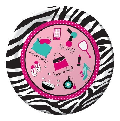 Plates-LN-Pink Zebra Boutique-8pkg-Paper- Final Sale