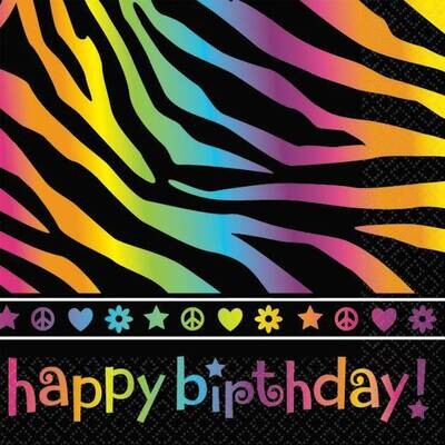 Napkins-BEV-Neon Bday-16pk-2ply - Discontinued