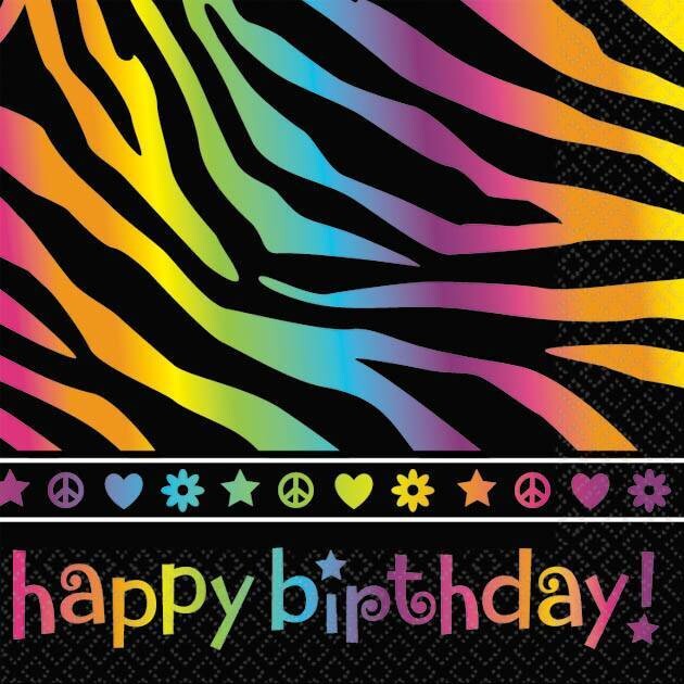 Napkins-BEV-Neon Bday-16pk-2ply - Discontinued