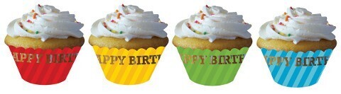 Cupcake Wrappers-Assorted Happy Birthday-12pkg-2&quot;