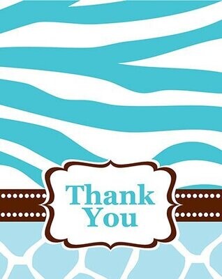 Thank You Cards-Wild Safari Blue-8pkg