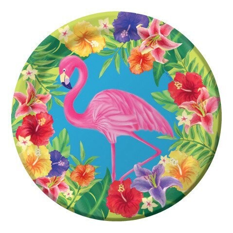 Plates-LN-Hibiscus Heat Flamingo-25pkg-Paper - Discontinued