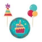 Baking Cups & Picks-Birthday Cake-24pkg