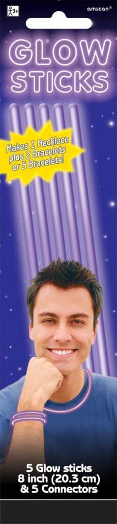 Glow Sticks-Super-Purple-8&#39;&#39;-5pk