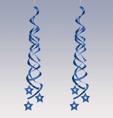 Danglers-Foil Swirl-Blue Stars-2pkg-48&quot;