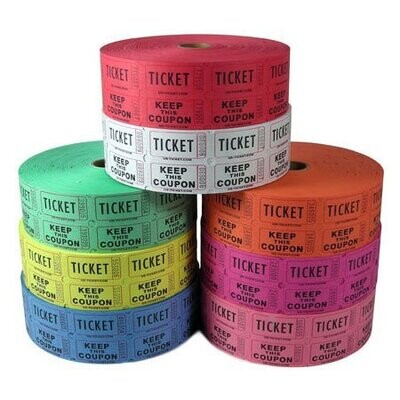 Ticket Roll-Double-Multi Color-1000pk/2.25&#39;&#39;