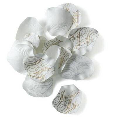 Decorative Petals-Silk White Plain &amp; Gold Print-1pkg
