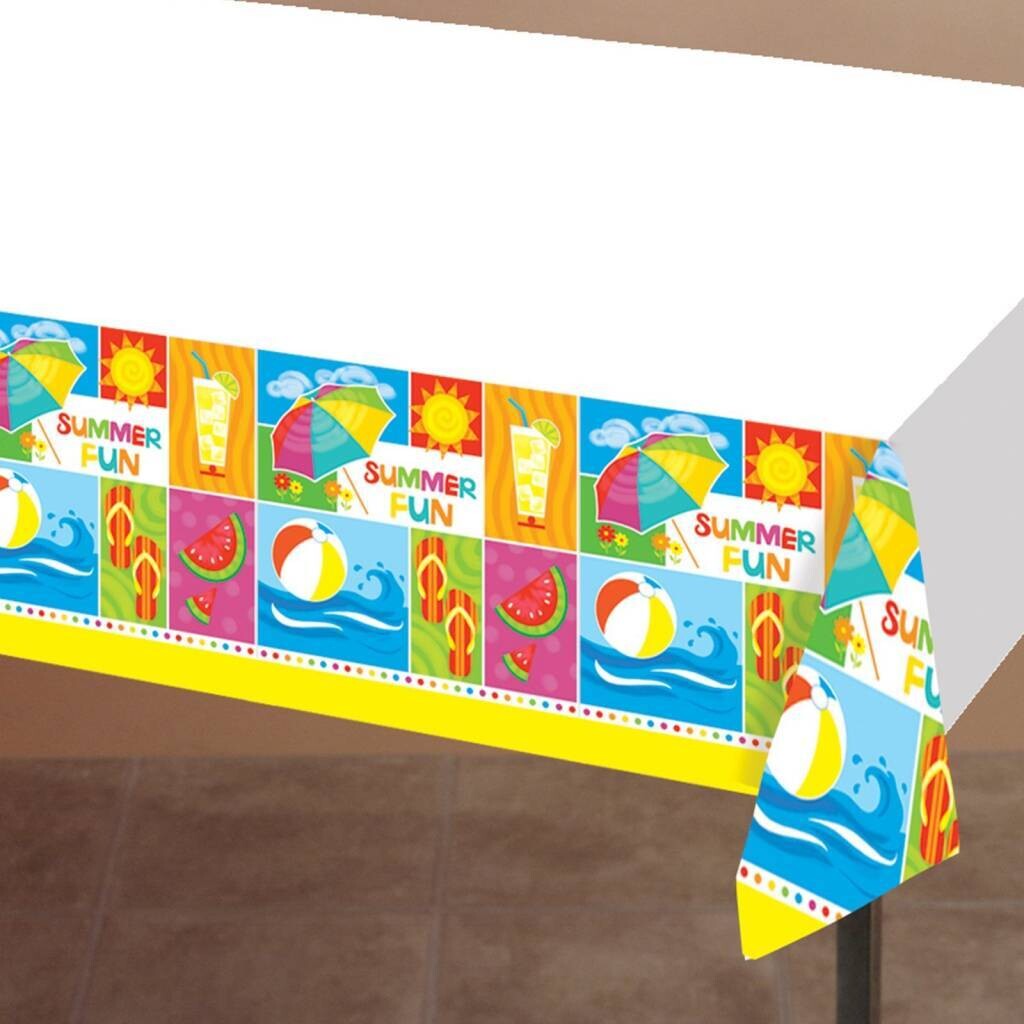 Table Cover- Summertime Fun-Plastic-54&#39;&#39; x 108&#39;&#39; (Seasonal)