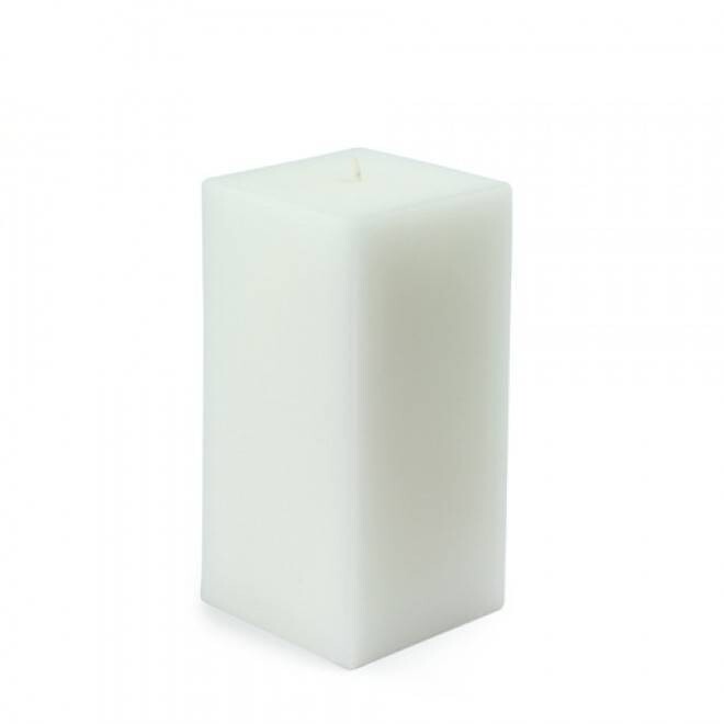 Candle-White Square Pillar-1pkg-4&quot;