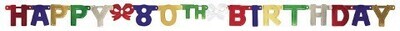 Jointed Banner-Happy 80th Birthday-1pkg-6.5ft
