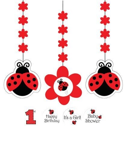 Hanging Cutouts - Ladybug Fancy - 3pkg - 36&quot;
