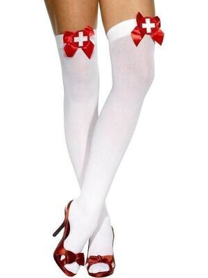 Costume Accessory-Nurse Hold up Stockings with Bow-1pkg