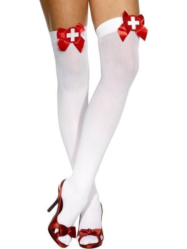 Costume Accessory-Nurse Hold up Stockings with Bow-1pkg