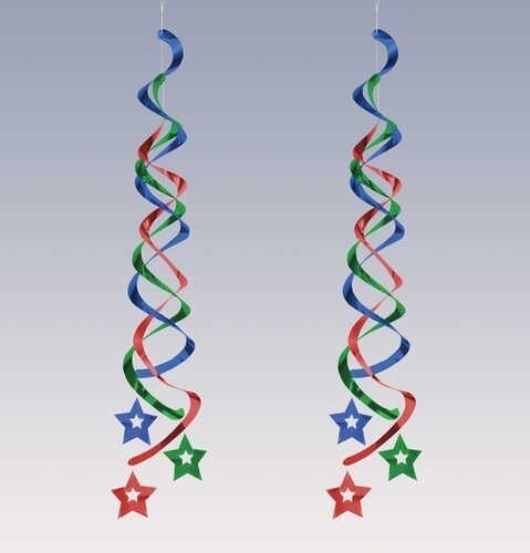 Danglers-Foil Swirl-Multi Color Stars-2pkg-48&quot;