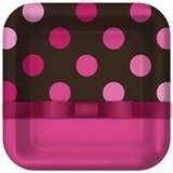 Plates- BEV- Pink/Brown/Dots-8pk-Paper (Discontinued/Final Sale)