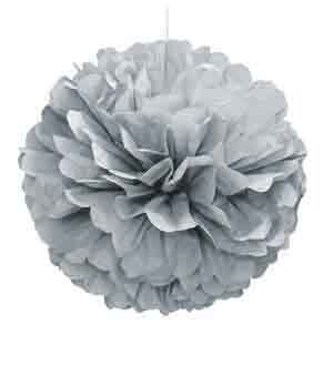 Puff Ball Decor- Silver- 16&quot;