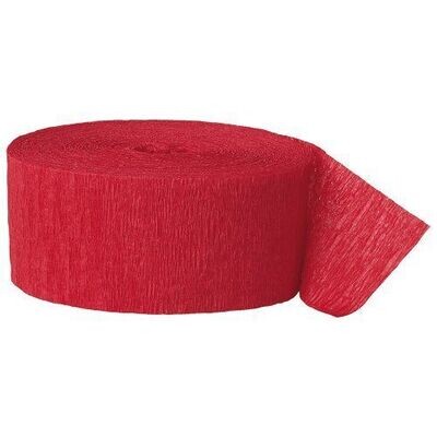 Paper Crepe Streamer- Red (81ft x 1.75&quot;)
