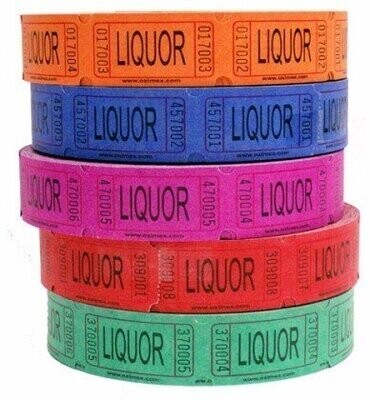Ticket Roll-Liquor-Muliti Color-1000pk/2.25&#39;&#39;