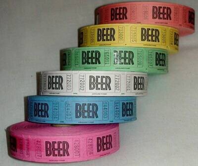 Ticket Roll - Beer - Multi Color - 1000pk/2.25&#39;&#39;