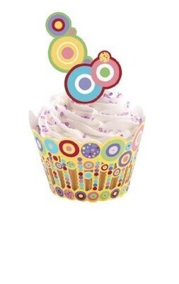 Cupcake Wraps &amp; Picks-Sweet Dots-24pkg
