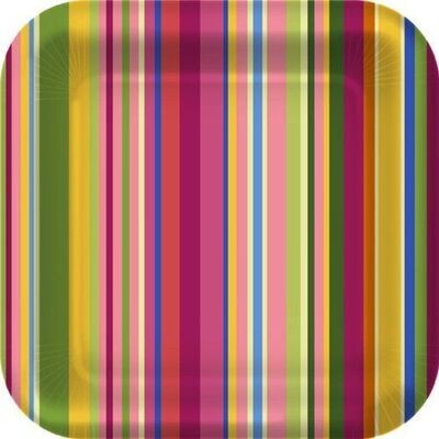 Plates- BEV- Colourful Stripes-8pk-Paper (Discontinued/Final Sale)