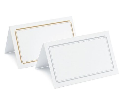 Place Cards-Double Border-White/Gold-50pk/3.25''