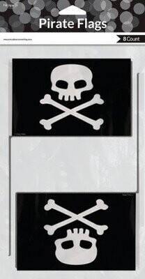 Mini Flags-Plastic-Skull and Cross Bones-8pkg