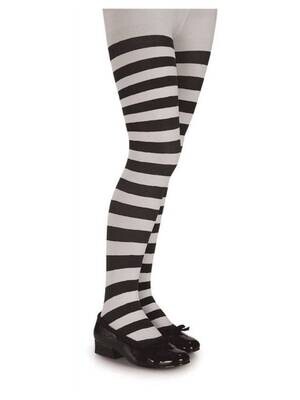 Costume Accessory-Black &amp; White Striped Tights-1pkg 