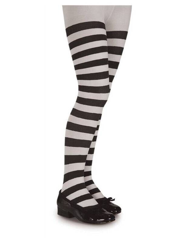 Costume Accessory-Black &amp; White Striped Tights-1pkg 