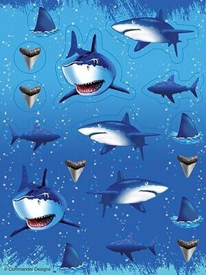 Stickers-Shark Splash-4 Sheets