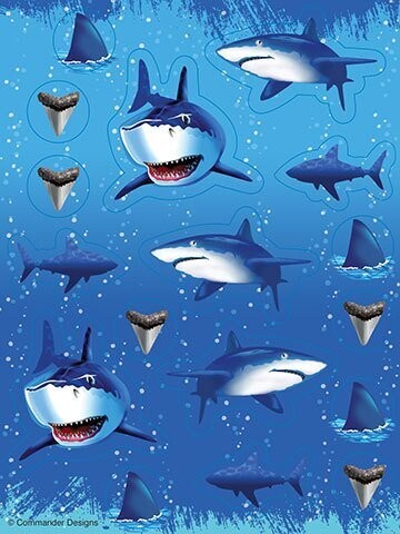 Stickers-Shark Splash-4 Sheets