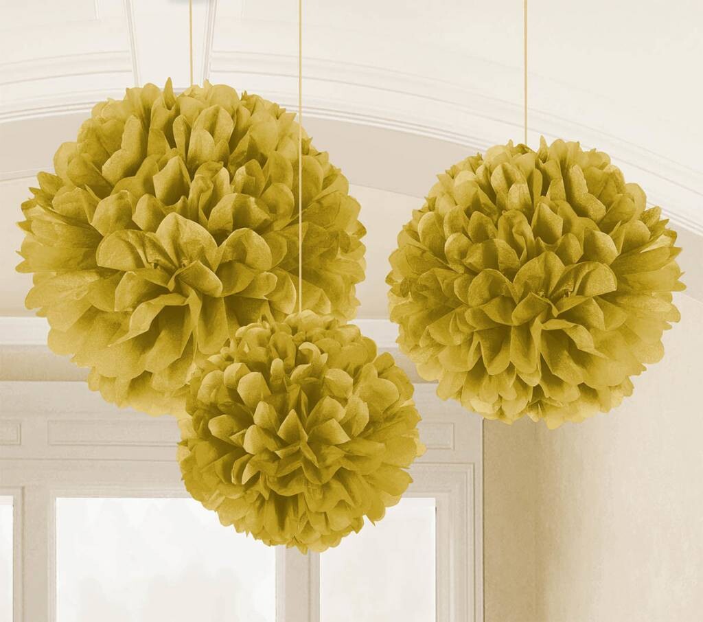 Fluffy Tissue Decor-Gold-9-16&#39;&#39;-3pk