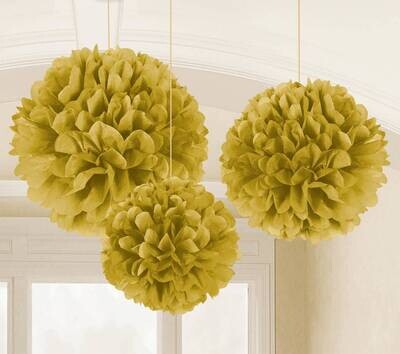 Fluffy Tissue Decor-Gold-9-16&#39;&#39;-3pk