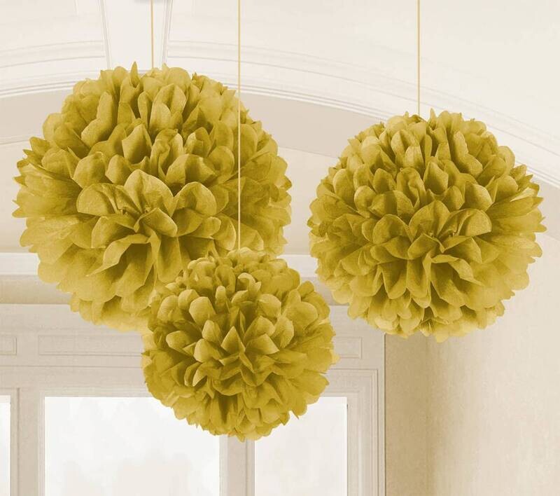 Fluffy Tissue Decor-Gold-9-16&#39;&#39;-3pk