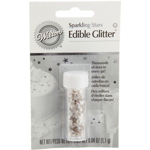 Edible Glitter-Silver Sparkling Stars-1pkg-1.1g