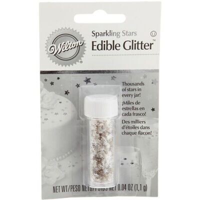 Edible Glitter-Silver Sparkling Stars-1pkg-1.1g