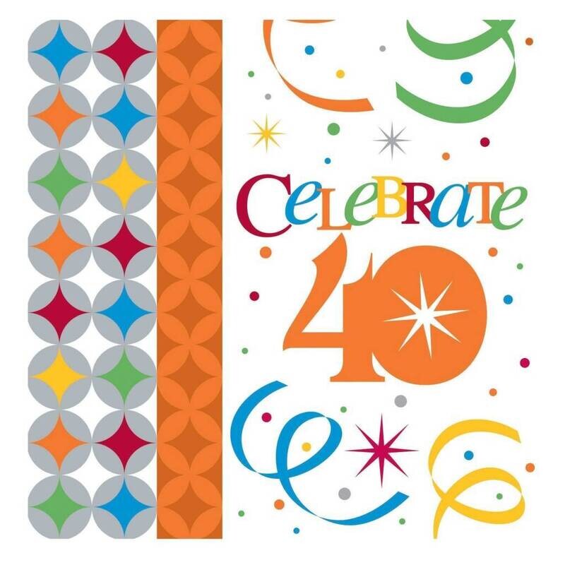 Beverage Napkins-Celebrate in Style 40th- Discontinued