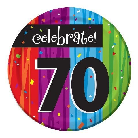 Plates-BEV-Milestone Celebrations 70th-8pkg-Paper - Discontinued