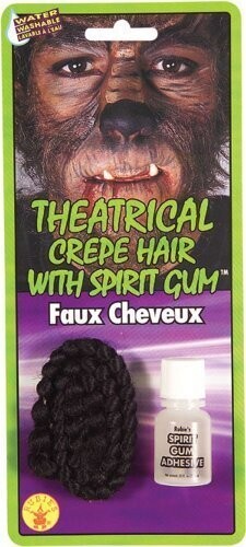 Costume Accessory-Black Crepe Hair with Spirit Gum-1pkg