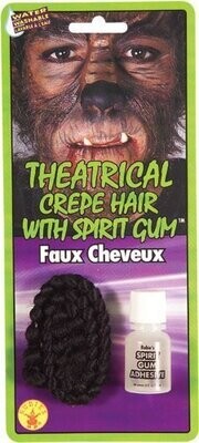 Costume Accessory-Black Crepe Hair with Spirit Gum-1pkg