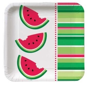 Plates-BEV-Watermelon Stripes-8pkg-Paper (Discontinued)