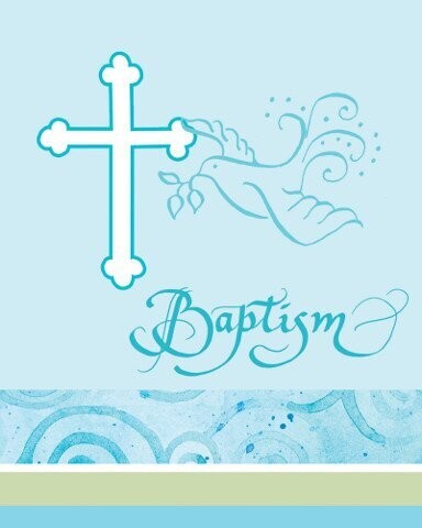 Invitations-Faithful Dove Blue Baptism-8pkg (Seasonal)