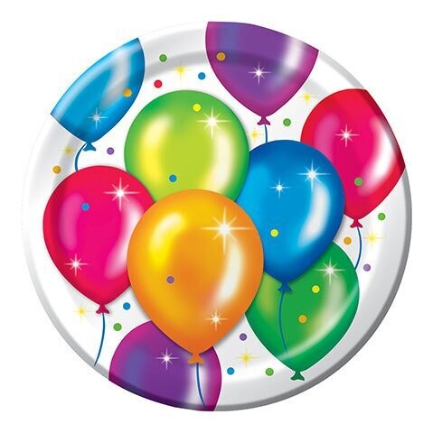 Plates-LN-Birthday Balloons-8pkg-Paper