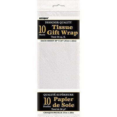 Tissue Gift Wrap-White- 10 Sheets (20&quot;x26&quot; Each)