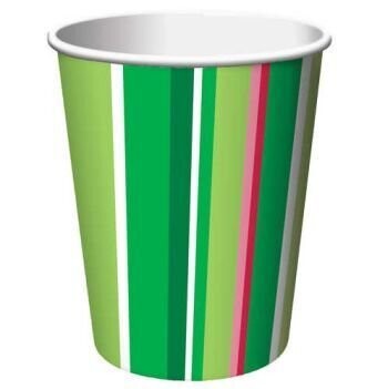 Paper Cups-Watermelon Stripes-8pkg-9oz (Discontinued)