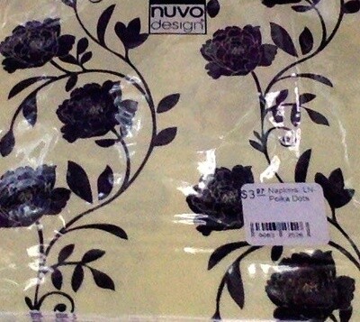 Napkins-LN-Black Flowers-20pkg-3ply (Discontinued)